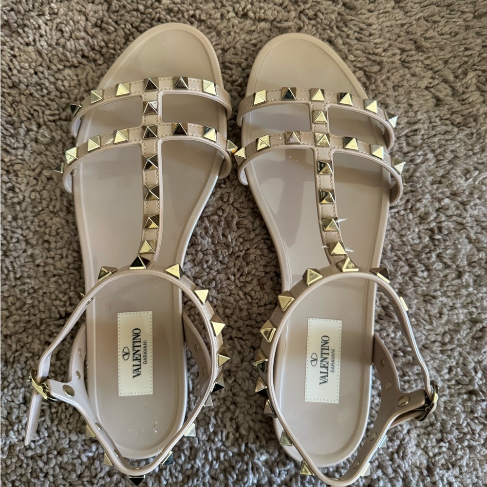 Authentic Valentino Women's Beige Studded Sandals